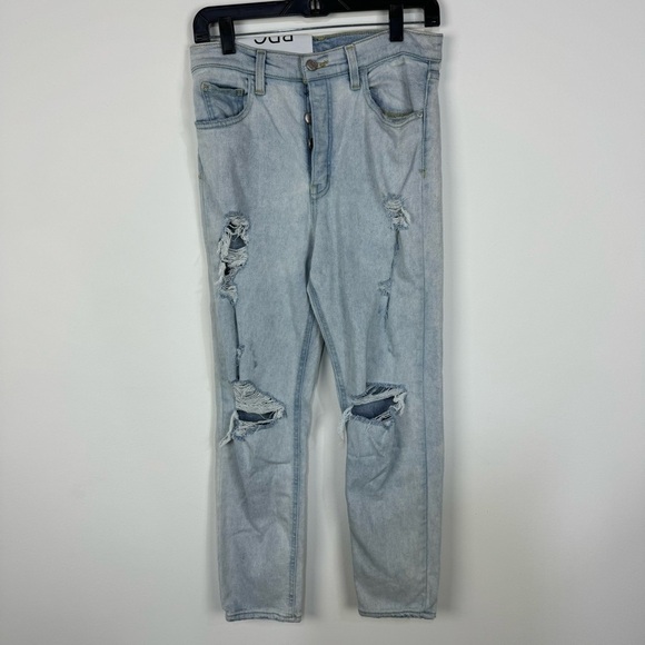 BDG Urban Outfitters Button Fly Light Wash Distressed Ripped High Rise Jeans - Picture 1 of 6